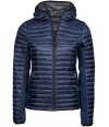 T9611 9611 Tee Jays Ladies Crossover Hooded Padded Outdoor Jacket Navy / Navy Melange colour image